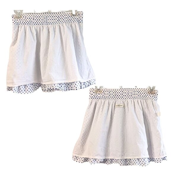 Vtg Y2K ABERCROMBIE & FITCH Cotton White Polka Dot Ruffle Tier Mini Skirt SzM - Picture 7 of 8
